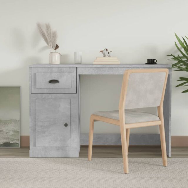 Berkfield Home Desk with Drawer Concrete Grey 115x50x75 cm Engineered Wood - Size: 115 x 50 x 75 cm - image 1