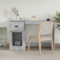 Berkfield Home Desk with Drawer Concrete Grey 115x50x75 cm Engineered Wood - Size: 115 x 50 x 75 cm - thumbnail 3
