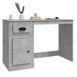 Berkfield Home Desk with Drawer Concrete Grey 115x50x75 cm Engineered Wood - Size: 115 x 50 x 75 cm - thumbnail 4