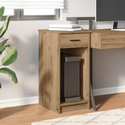 Berkfield Home Computer Tower Stand with Drawer Artisan Oak 35x45x77 cm in Brown - Size: 35 x 45 x 77 cm - thumbnail 3