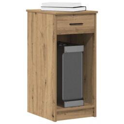 Berkfield Home Computer Tower Stand with Drawer Artisan Oak 35x45x77 cm in Brown - Size: 35 x 45 x 77 cm - thumbnail 1
