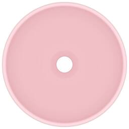 Berkfield Home Luxury Bathroom Basin Round Matt Pink 32.5x14 cm Ceramic - thumbnail 3