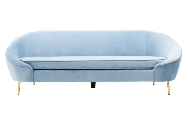 Orsina Yasmeen 3 Seat Aqua Blue Velvet Sofa - image 1