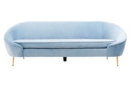 Orsina Yasmeen 3 Seat Aqua Blue Velvet Sofa - thumbnail 1