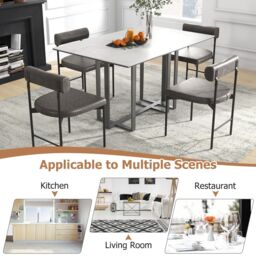 Costway Dining Chair Set of 2 Faux Leather Upholstered Kitchen Side Chair in Grey - thumbnail 4