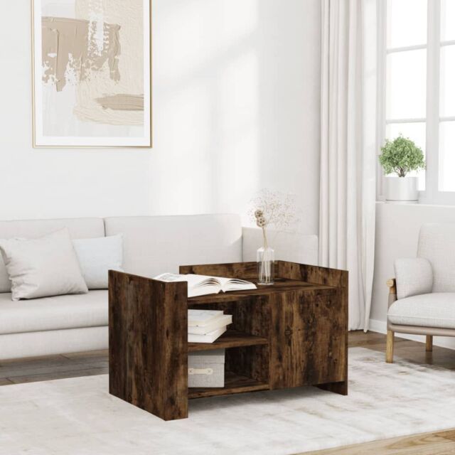 Berkfield Home Coffee Table Smoked Oak 80x50x50 cm Engineered Wood in Brown - Size: 80 x 50 x 50 cm - image 1