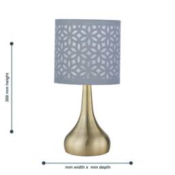 First Choice Lighting Romana - Antique Brass Touch Table Lamp with Grey Laser Cut Shade in Bronze - thumbnail 5