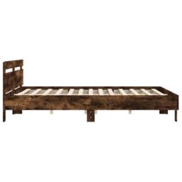 Berkfield Home Bed Frame without Mattress Smoked Oak 200x200 cm in Brown - thumbnail 6