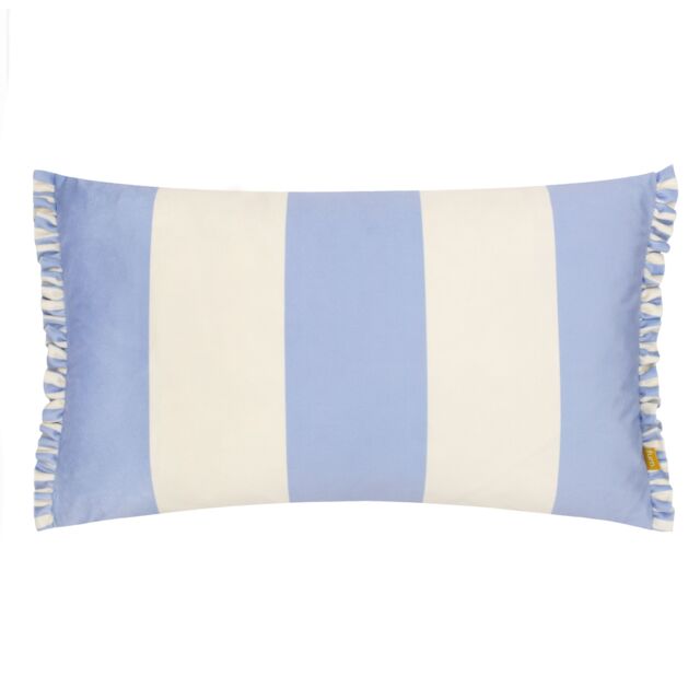 Furn Araya Striped Velvet Cushion in Blue - Size: 30 cm x 50 cm - image 1