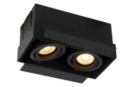 Lucide 'TRIMLESS' Dimmable Rotatable Indoor Twin Recessed Downlight 2xGU10 in Black - thumbnail 1