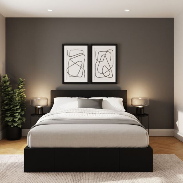 GFW Side Lift Ottoman Storage Bed in Black - Size: King - image 1