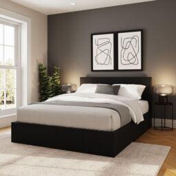 GFW Side Lift Ottoman Storage Bed in Black - Size: King - thumbnail 2
