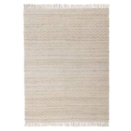 Wyld and Coco Handwoven Beige Jute Cotton Rug 140 x 200 cm Fringed - Size: 140 cm x 200 cm - thumbnail 3