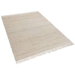 Wyld and Coco Handwoven Beige Jute Cotton Rug 140 x 200 cm Fringed - Size: 140 cm x 200 cm - thumbnail 5