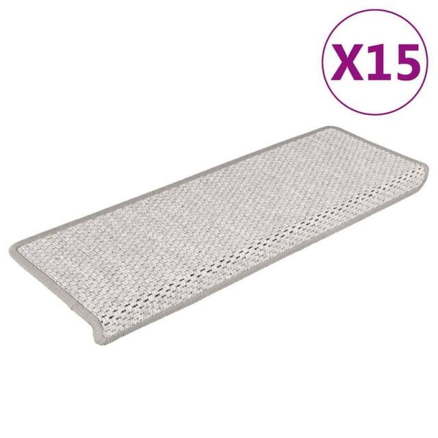 Berkfield Home Stair Mats Self-adhesive Sisal-Look 15 pcs 65x21x4 cm Beige - Size: Medium - image 1