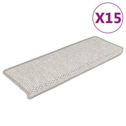 Berkfield Home Stair Mats Self-adhesive Sisal-Look 15 pcs 65x21x4 cm Beige - Size: Medium - thumbnail 2