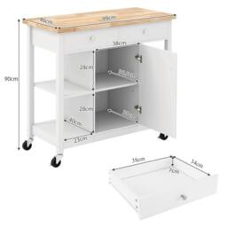 VOGREX Rolling Kitchen Island Open Shelves White - thumbnail 2