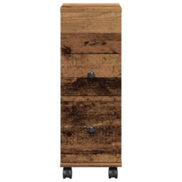 Berkfield Home Narrow Bathroom Cabinet with Wheels Old Wood Engineered Wood in Brown - thumbnail 4