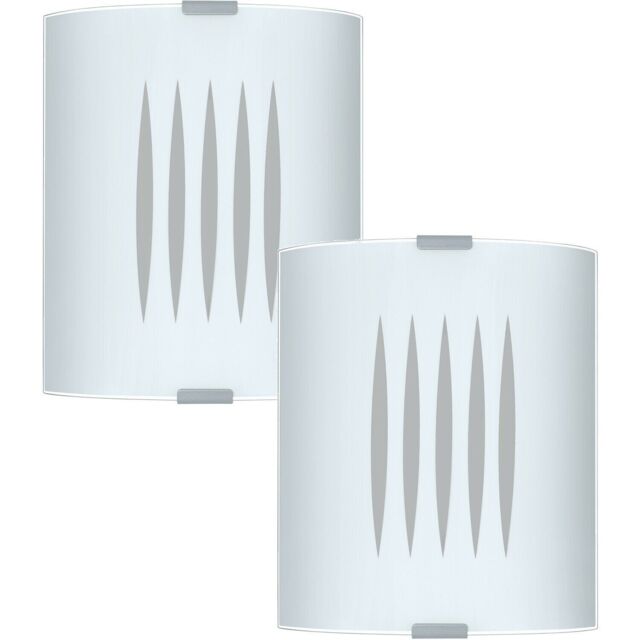 Loops 2 PACK Wall Flush Ceiling Light Colour Lines Shade Design Satin Glass E27 60W in Clear - image 1