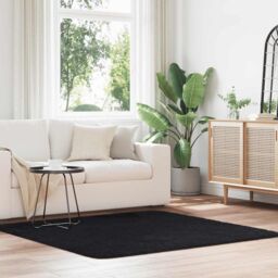 Berkfield Home Shaggy Rug High Pile NAVARRA Black 160x160 cm Polyester - Size: Medium - thumbnail 1