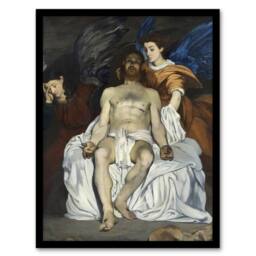 Artery8 The Dead Christ with Angels Manet Vintage Framed Wall Art Print - Size: A4 - thumbnail 1