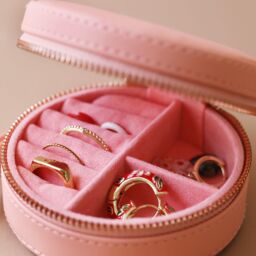 Lisa Angel Women's Pink Mini Round Travel Jewellery Case in Dark Pink - thumbnail 2