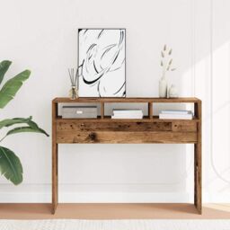 Berkfield Home Console Table Old Wood 105x30x80 cm Engineered Wood in Brown - Size: 105 x 30 x 80 cm - thumbnail 1