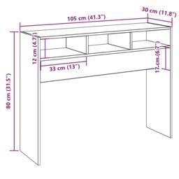 Berkfield Home Console Table Old Wood 105x30x80 cm Engineered Wood in Brown - Size: 105 x 30 x 80 cm - thumbnail 9