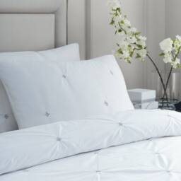 Paoletti Elysia Pinch Pleat 100% Cotton Embroidered Duvet Cover Set in Black - Size: Double - thumbnail 2