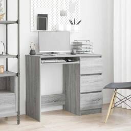 Berkfield Home Desk Grey Sonoma 90x45x76 cm Engineered Wood - Size: 90 x 45 x 76 cm - thumbnail 2