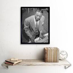 "Artery8 Vintage Legendary Musician Nat King Cole 12x16"" Framed Wall Art Print in Grey - Size: W12"" x H16""" - thumbnail 2