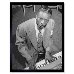 "Artery8 Vintage Legendary Musician Nat King Cole 12x16"" Framed Wall Art Print in Grey - Size: W12"" x H16""" - thumbnail 1