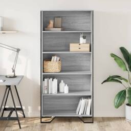 Berkfield Home Book Cabinet Grey Sonoma 80x31x169 cm Engineered wood - Size: 80 x 31 x 169 cm - thumbnail 3