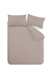 Catherine Lansfield Brushed Stripe 100% Cotton Duvet Cover Set in Chocolate - Size: Double - thumbnail 5