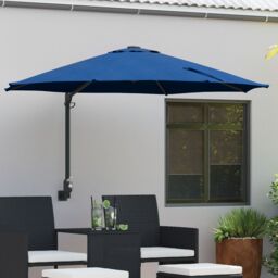 Berkfield Home Patio Umbrella Azure blue Polyester Large Tiltable - thumbnail 1