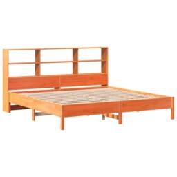 Berkfield Home Decorative Bookcase Bed Frame Wax Brown 180x200 cm Super King Sol - thumbnail 1