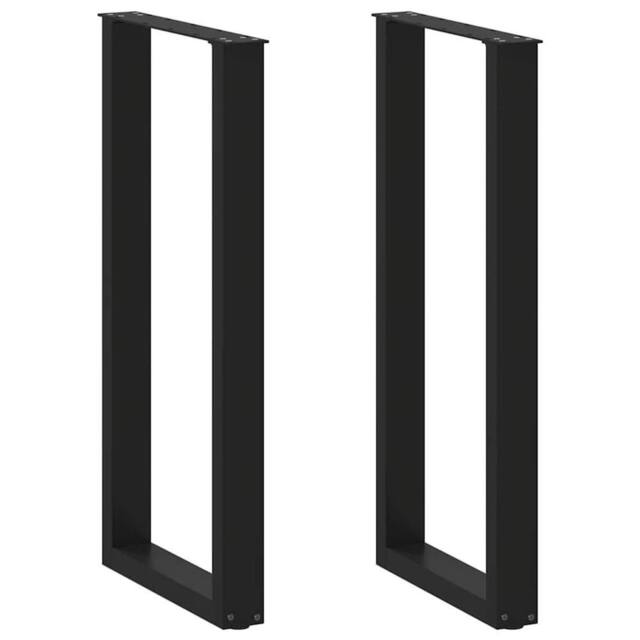 Berkfield Home Coffee Table Legs U-Shaped 2 pcs Black 40x(100-101) cm Steel - image 1