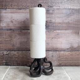 SPETLEK Cast Iron Octopus Shaped Loo Roll Toilet Paper Holder in Brown - thumbnail 2