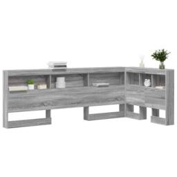Berkfield Home Storage Headboard with Shelf Grey sonoma 90 cm Engineered wood - thumbnail 1