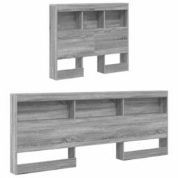 Berkfield Home Storage Headboard with Shelf Grey sonoma 90 cm Engineered wood - thumbnail 5