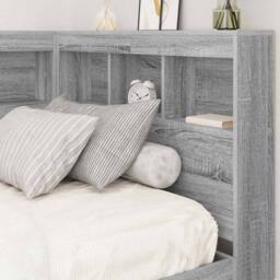 Berkfield Home Storage Headboard with Shelf Grey sonoma 90 cm Engineered wood - thumbnail 4