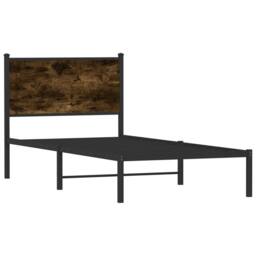 Berkfield Home Metal Bed Frame without Mattress Smoked Oak 75x190 cm Small Single in Brown - thumbnail 1