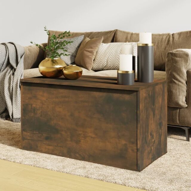 Berkfield Home Storage Chest Smoked Oak 84x42x46 cm Engineered Wood in Brown - Size: 84 x 42 x 46 cm - image 1
