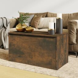 Berkfield Home Storage Chest Smoked Oak 84x42x46 cm Engineered Wood in Brown - Size: 84 x 42 x 46 cm - thumbnail 1