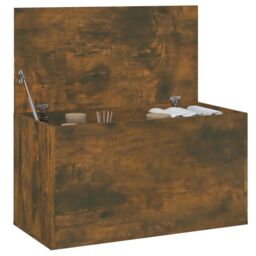 Berkfield Home Storage Chest Smoked Oak 84x42x46 cm Engineered Wood in Brown - Size: 84 x 42 x 46 cm - thumbnail 5