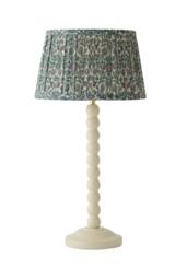 ValueLights Bobbin Floral Printed Pleated Shade Cream Bobble Table Lamp in Dark Green - thumbnail 6