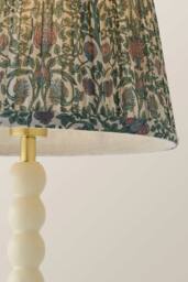 ValueLights Bobbin Floral Printed Pleated Shade Cream Bobble Table Lamp in Dark Green - thumbnail 4