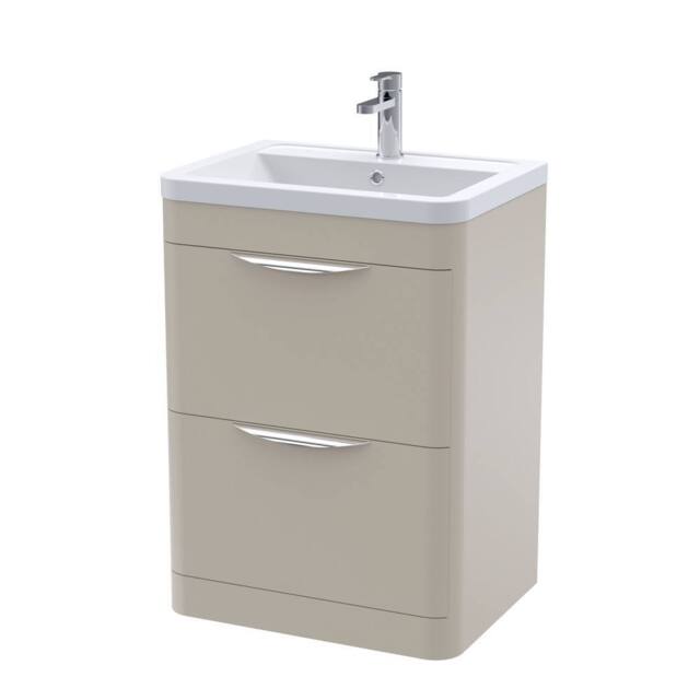 Balterley Aldershawe 2 Drawer, Ceramic Basin, 600mm, Pebble Grey, Freestanding in Grey - image 1