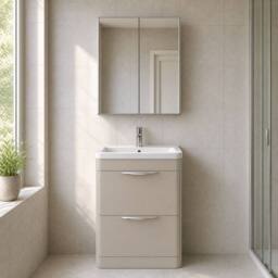 Balterley Aldershawe 2 Drawer, Ceramic Basin, 600mm, Pebble Grey, Freestanding in Grey - thumbnail 6