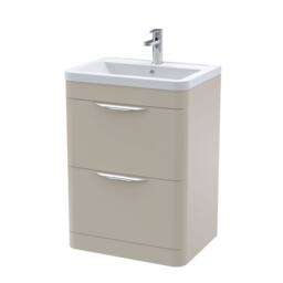 Balterley Aldershawe 2 Drawer, Ceramic Basin, 600mm, Pebble Grey, Freestanding in Grey - thumbnail 1